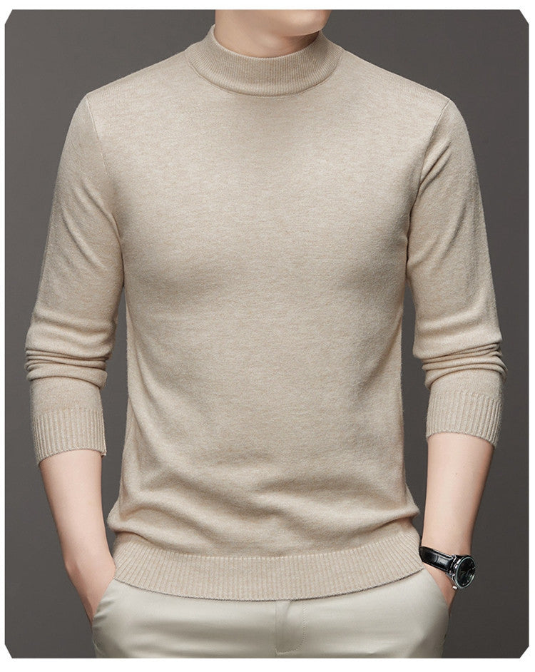 Maglione Collo Alto Uomo Slim Fit Beige