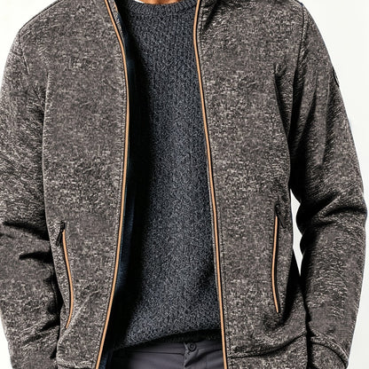 Felpa con Zip Uomo in Maglia Melange Marrone
