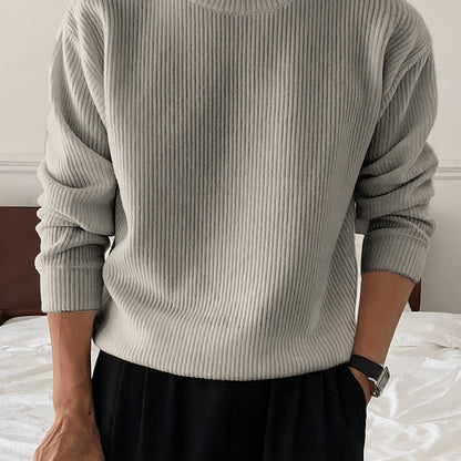 Maglione Uomo Girocollo a Coste Grigio