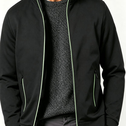 Felpa con Zip Uomo in Maglia Melange Nero