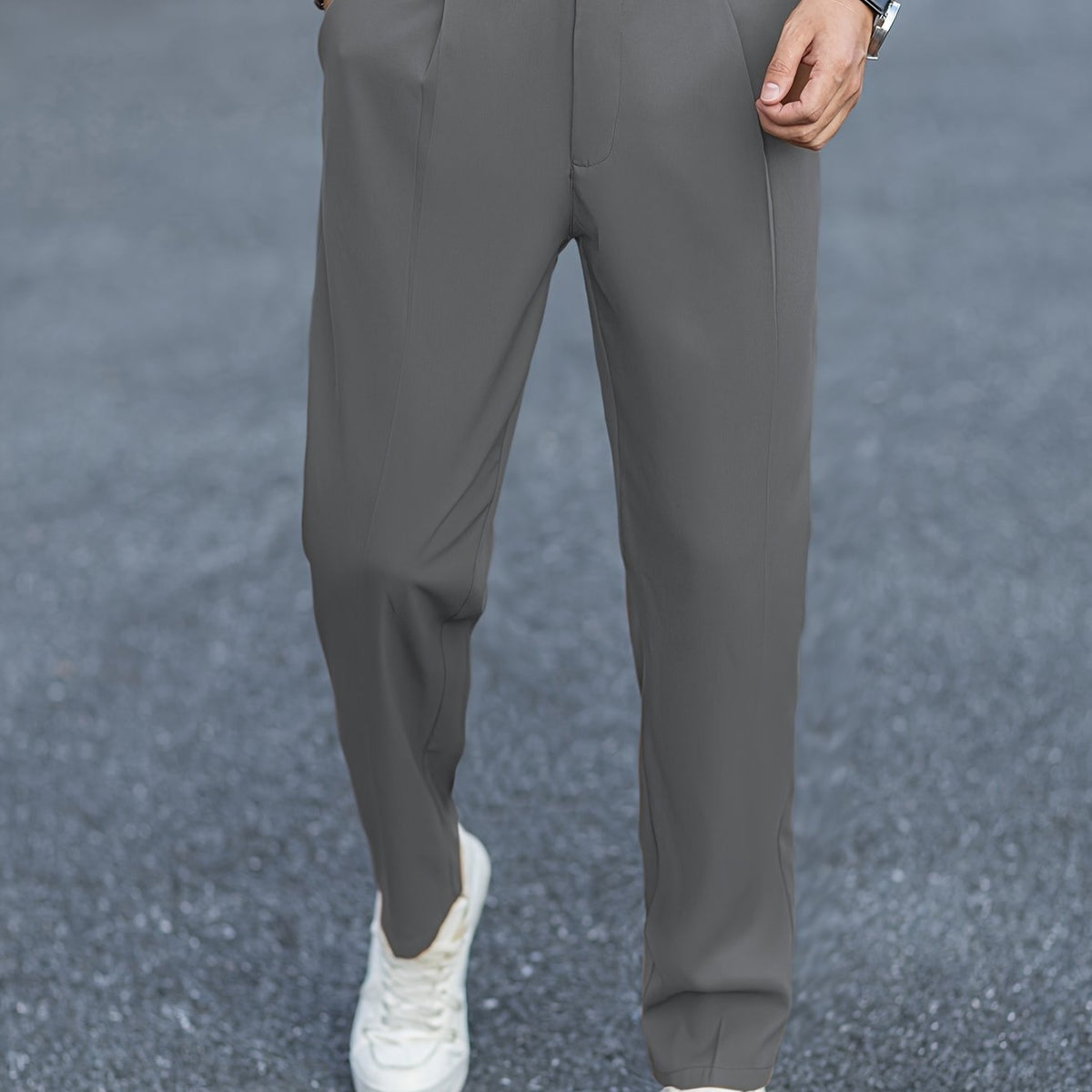 Pantaloni Eleganti Uomo con Pince Grigio Scuro