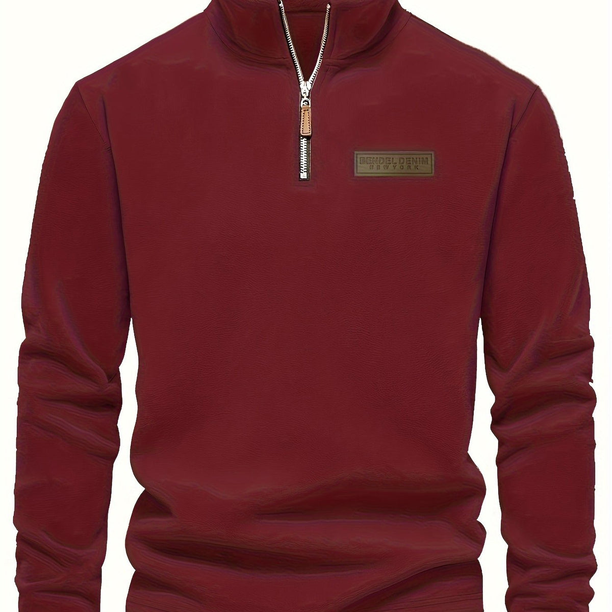 Felpa Uomo con Mezza Zip in Pile Bordeaux