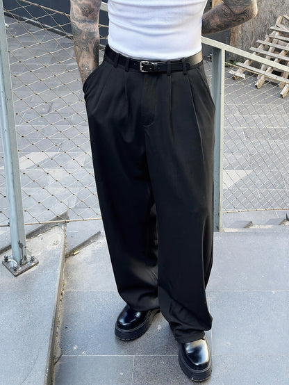 Pantaloni Larghi Uomo con Doppia Pince
