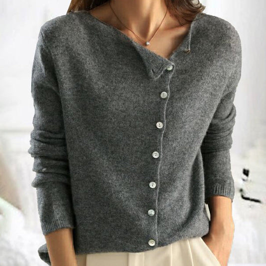 Cardigan donna con abbottonatura obliqua