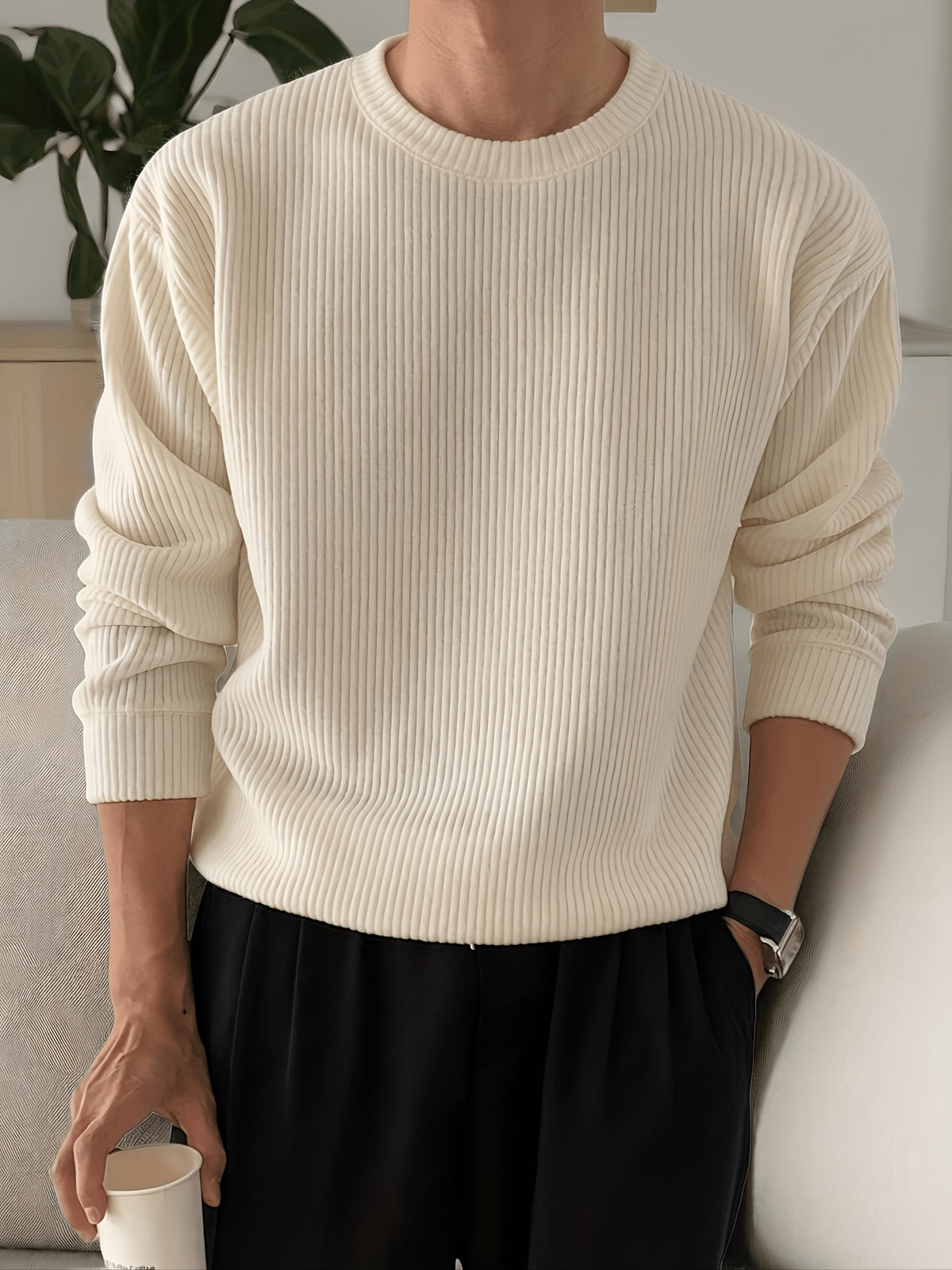 Maglione Uomo Girocollo a Coste