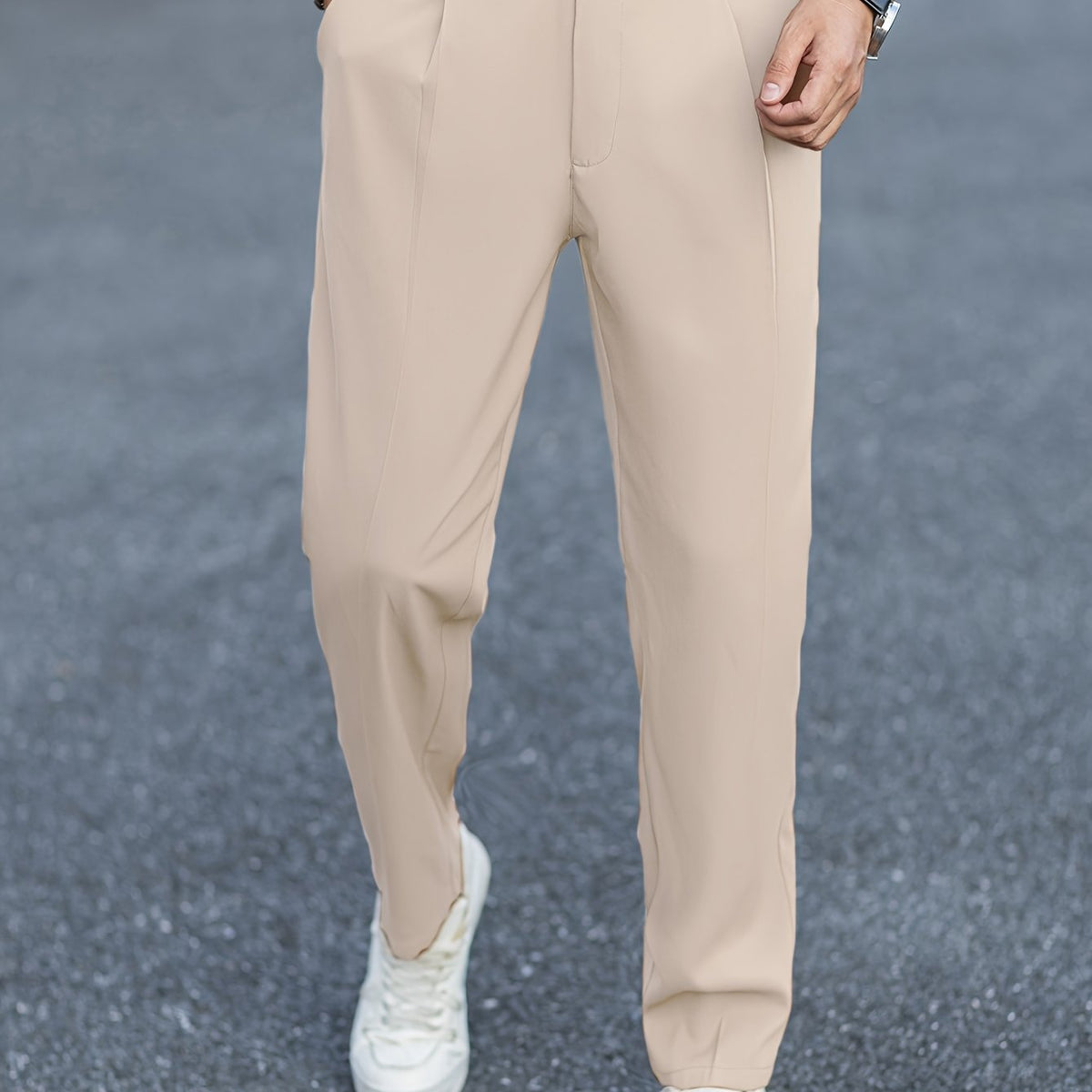 Pantaloni Eleganti Uomo con Pince Beige