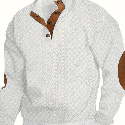 Maglione Uomo con Collo Alto e Bottoni Panna