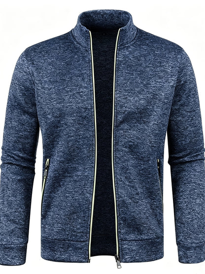 Felpa con Zip Uomo in Maglia Melange