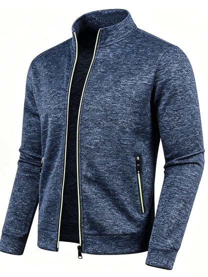 Felpa con Zip Uomo in Maglia Melange