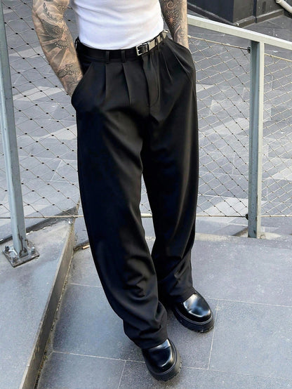 Pantaloni Larghi Uomo con Doppia Pince