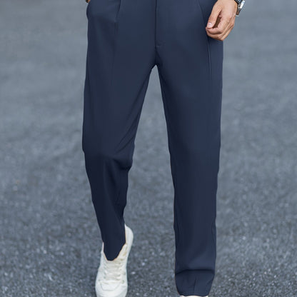 Pantaloni Eleganti Uomo con Pince Blu Navy