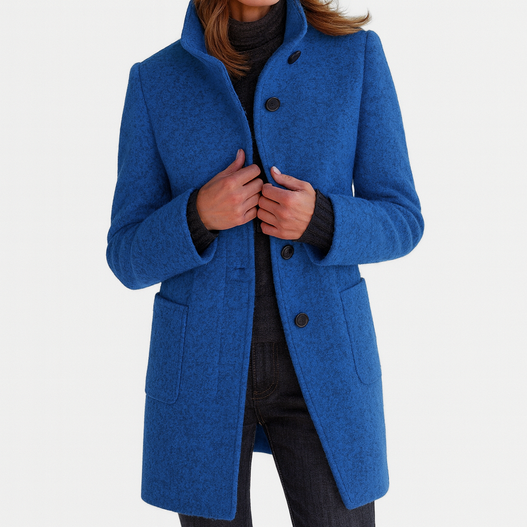 Tailored winter coat in blue