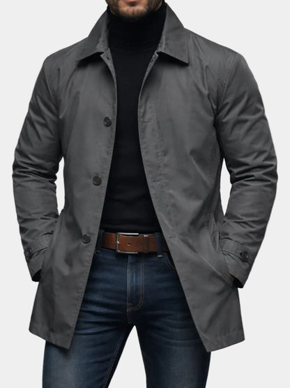 Giacca Lunga Uomo Monopetto con Colletto Grigio