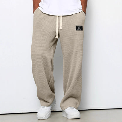 Pantaloni della Tuta Uomo in Maglia Waffle Beige