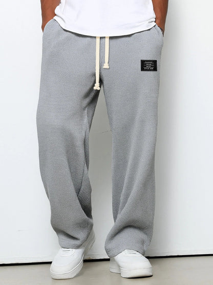Pantaloni della Tuta Uomo in Maglia Waffle Grigio