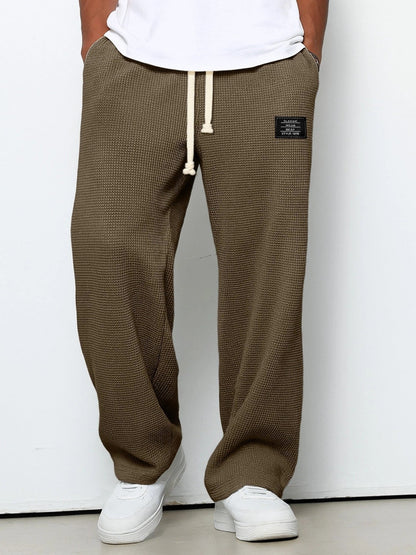 Pantaloni della Tuta Uomo in Maglia Waffle Marrone Scuro