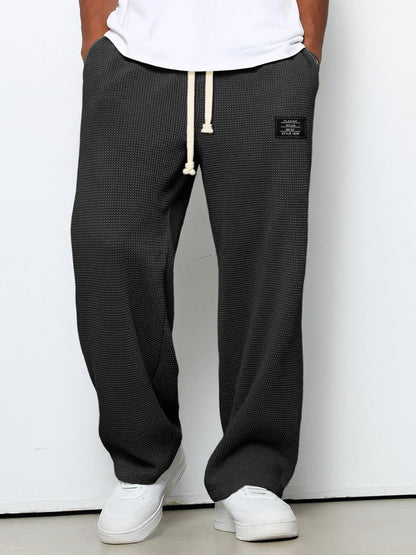 Pantaloni della Tuta Uomo in Maglia Waffle Nero
