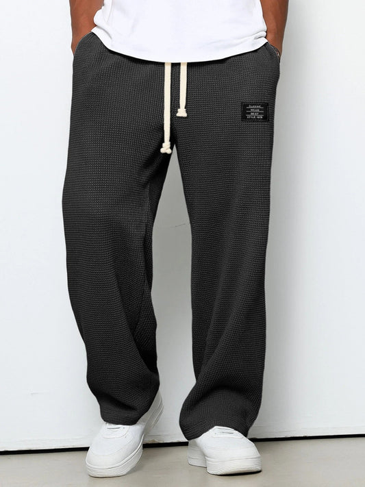 Pantaloni della Tuta Uomo in Maglia Waffle Nero