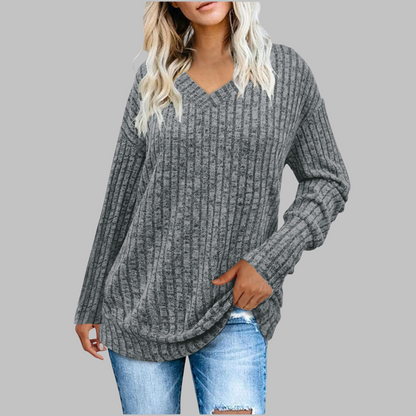 Maglione Donna Scollo a V a Coste