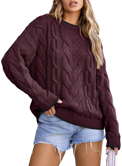 Maglione Donna a Trecce in Maglia Grossa