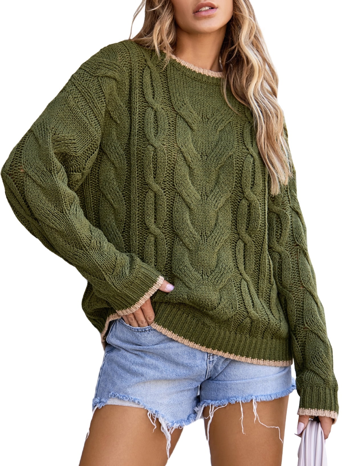 Maglione Donna a Trecce in Maglia Grossa