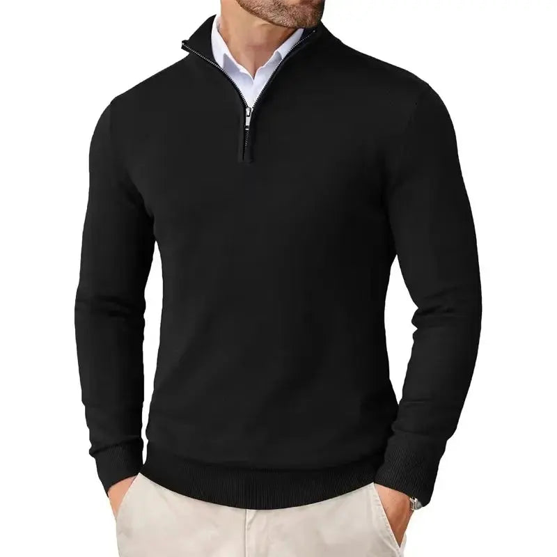 Maglione uomo collo alto con mezza zip