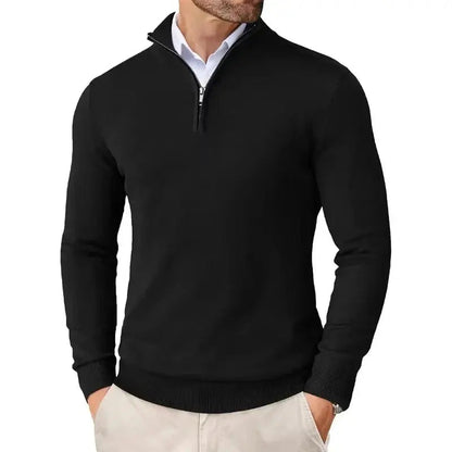 Maglione uomo collo alto con mezza zip