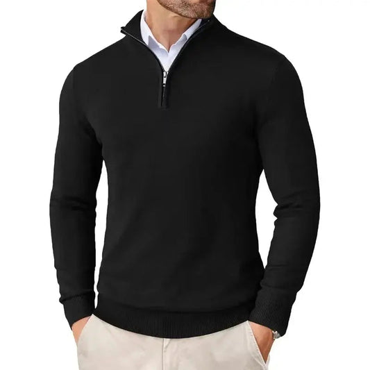 Maglione uomo collo alto con mezza zip