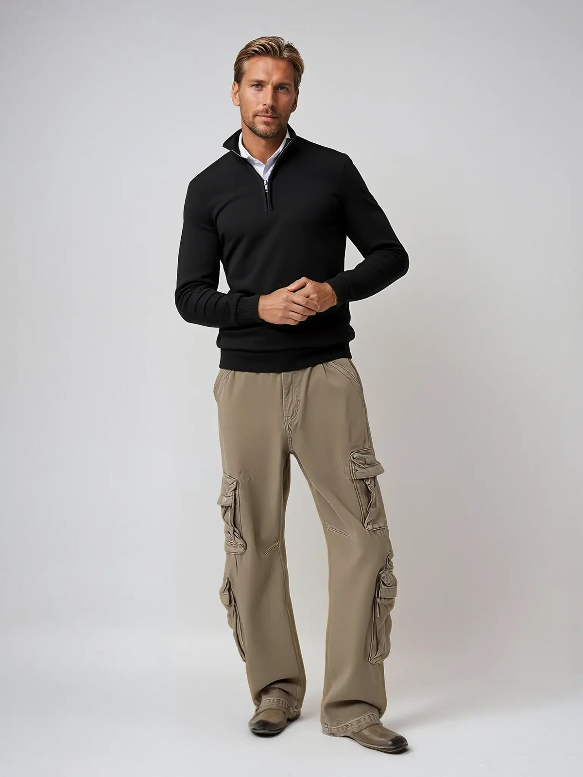 Maglione mezza zip uomo, vista frontale