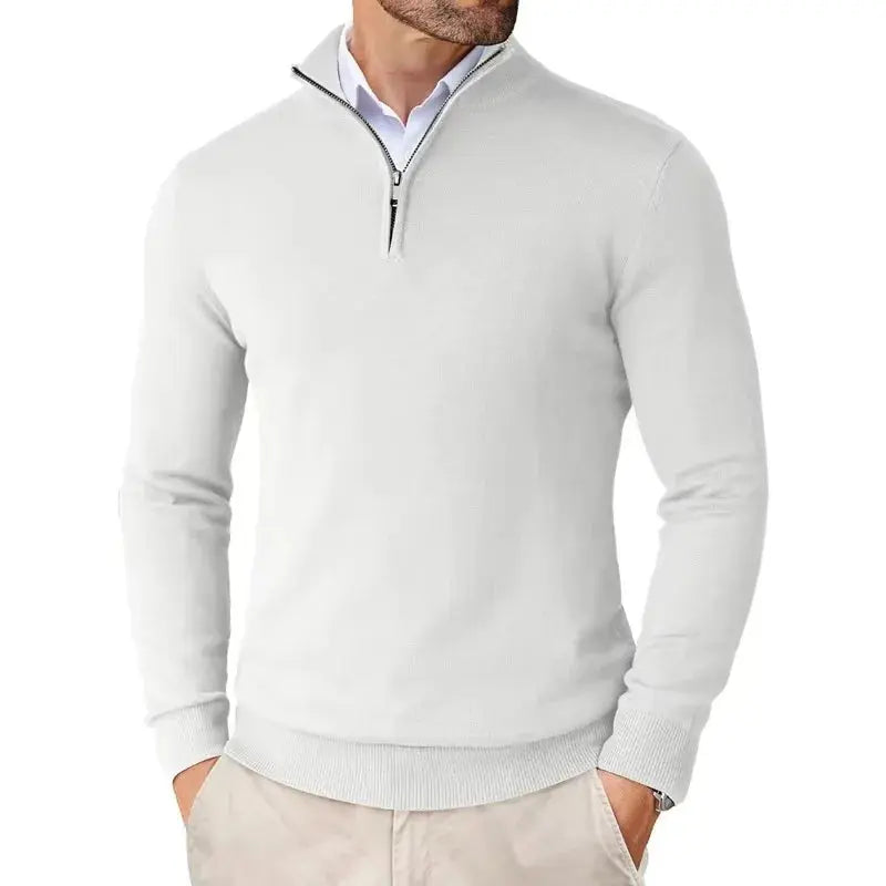 Maglione mezza zip uomo indossato