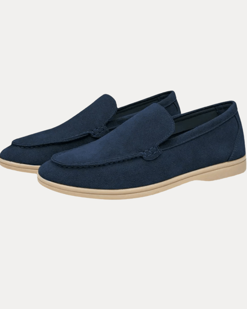 Mocassini Uomo Slip-On Effetto Camoscio Blu Navy