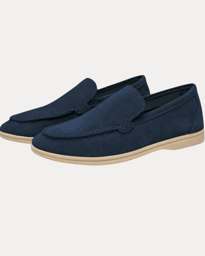 Mocassini Uomo Slip-On Effetto Camoscio Blu Navy