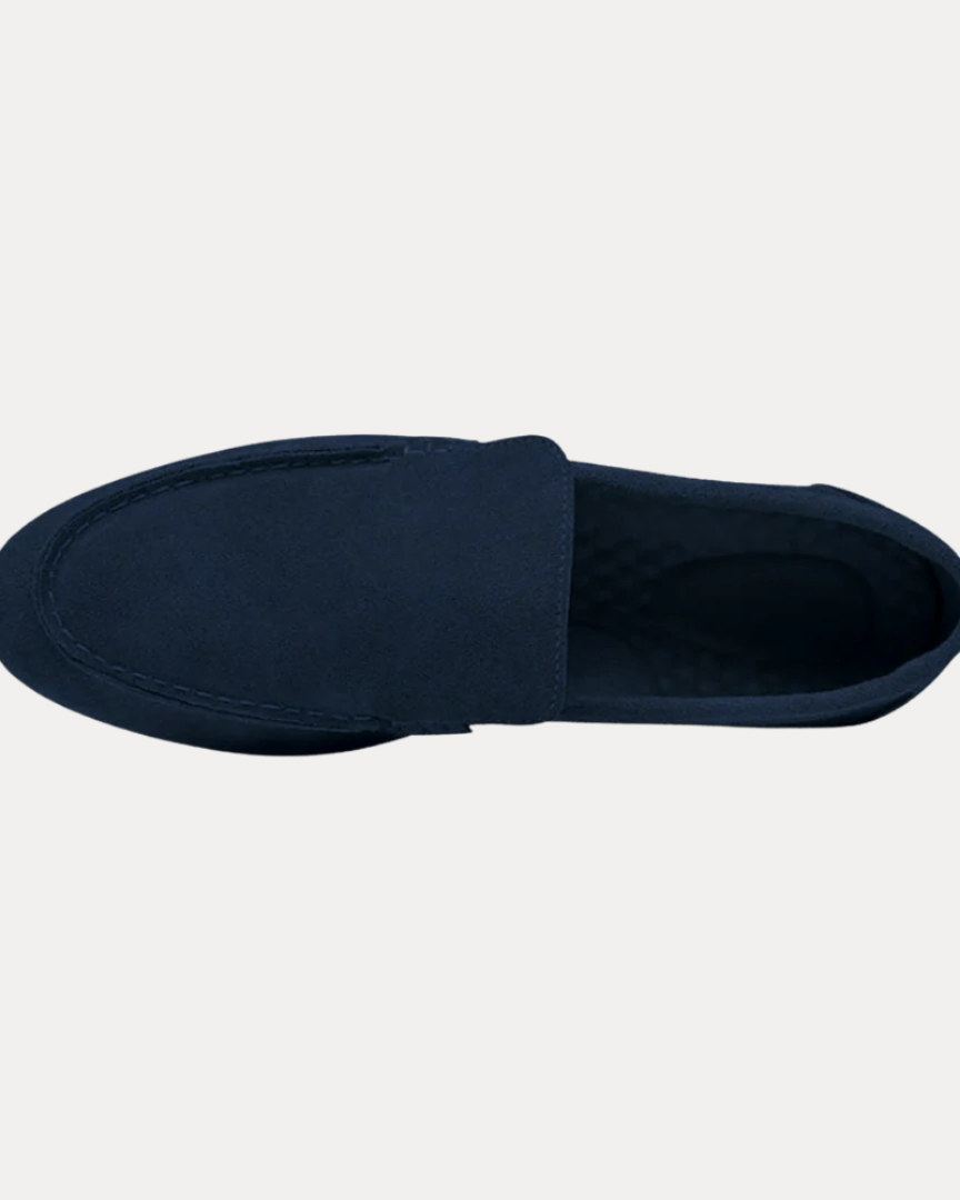 Mocassini Uomo Slip-On Effetto Camoscio Blu Navy dettaglio