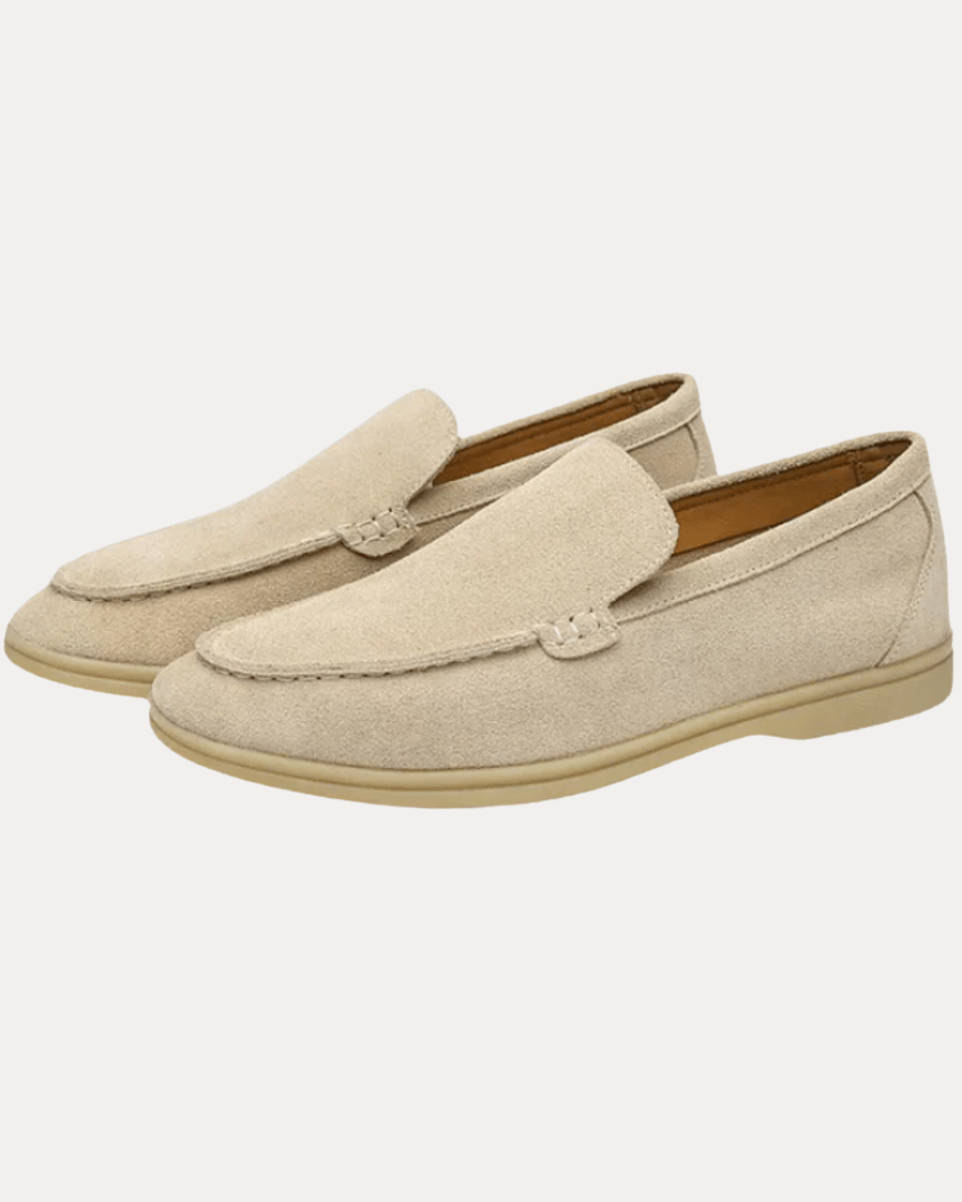 Mocassini Uomo Slip-On Effetto Camoscio Beige