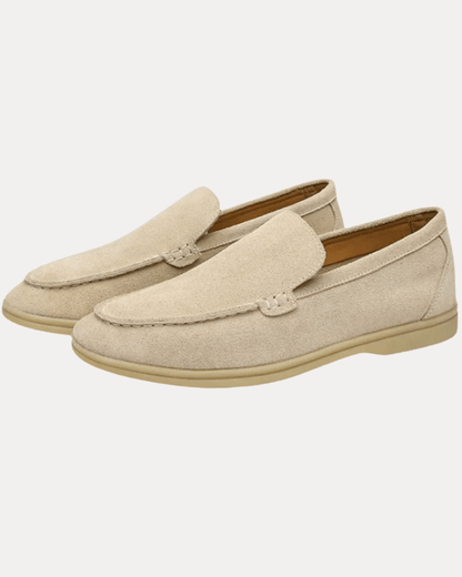 Mocassini Uomo Slip-On Effetto Camoscio Beige