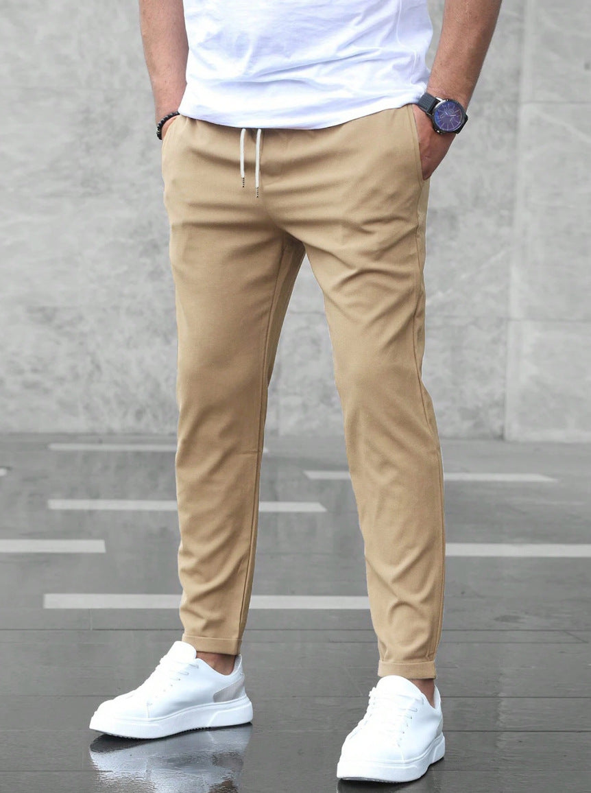 Pantaloni Uomo Elasticizzati Slim Kaki