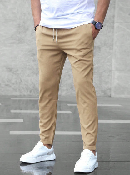 Pantaloni Uomo Elasticizzati Slim Kaki