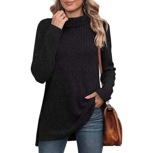 Turtleneck tunic sweater in black