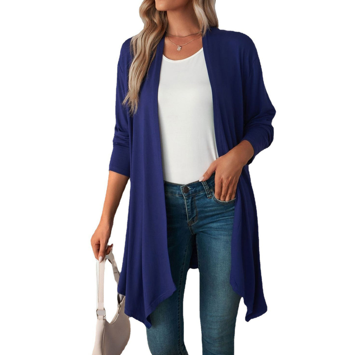 Longline duster cardigan in navy