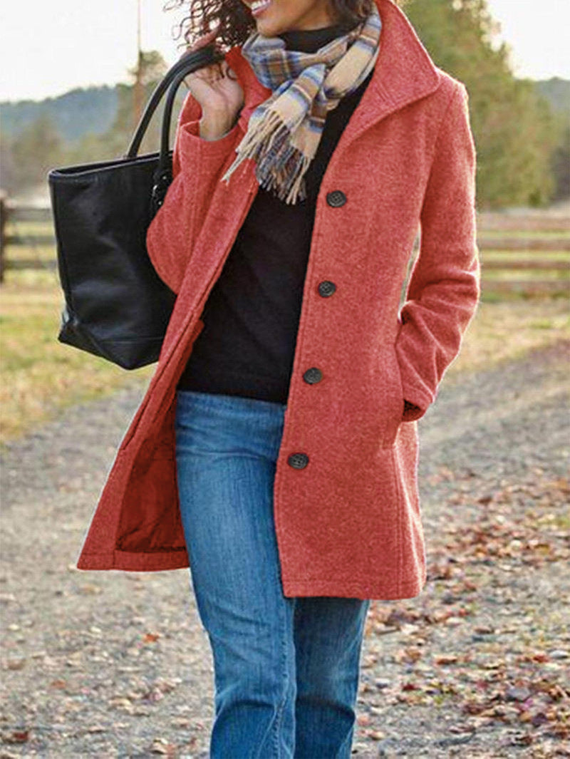 Cappotto Donna Monopetto con Colletto Alto