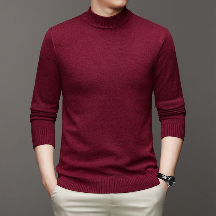 Maglione Collo Alto Uomo Slim Fit Bordeaux