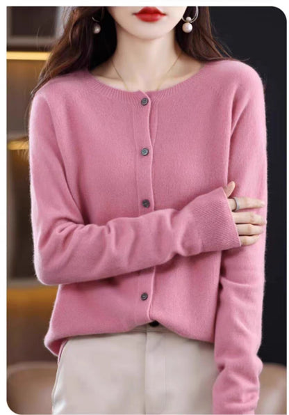Wool knit cardigan in pink