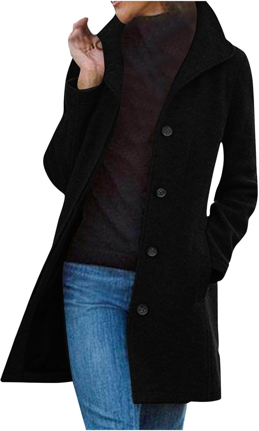 Cappotto Donna Monopetto con Colletto Alto