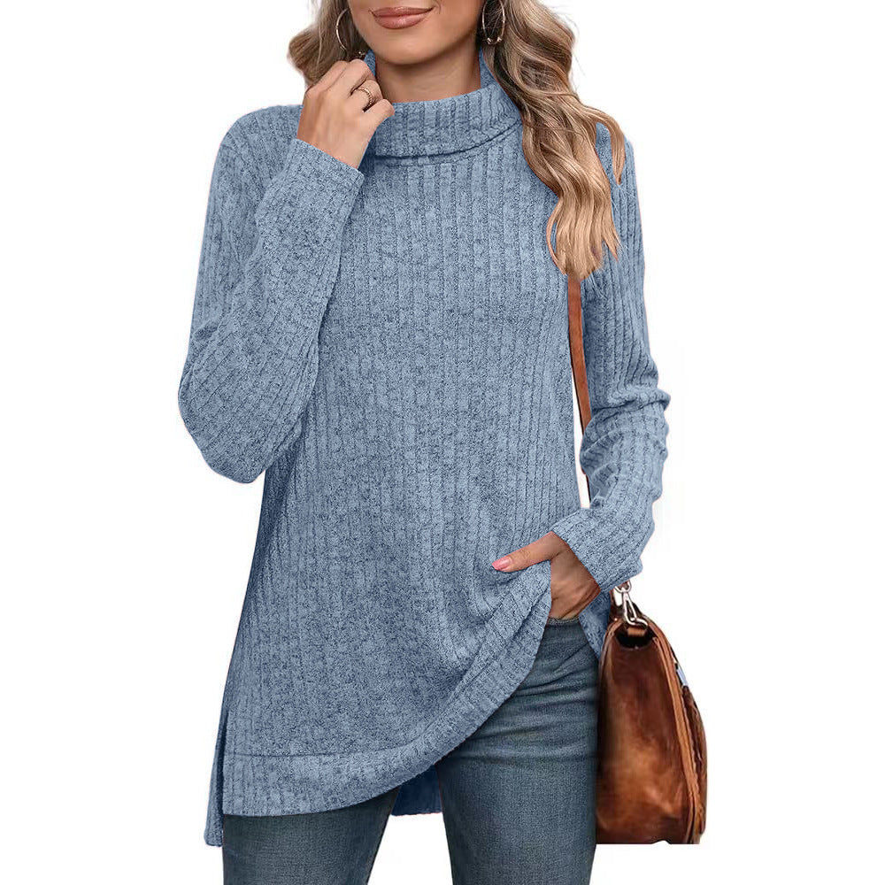 Turtleneck tunic sweater in blue