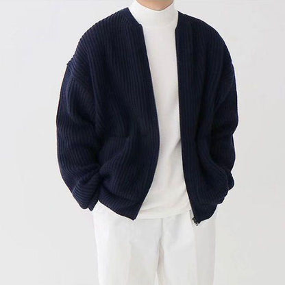 Giacca Cardigan Uomo in Maglia Grossa Blu Navy