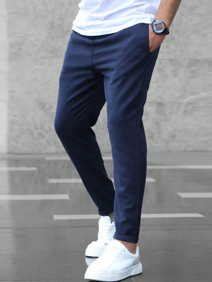 Pantaloni Uomo Elasticizzati Slim Blu Navy