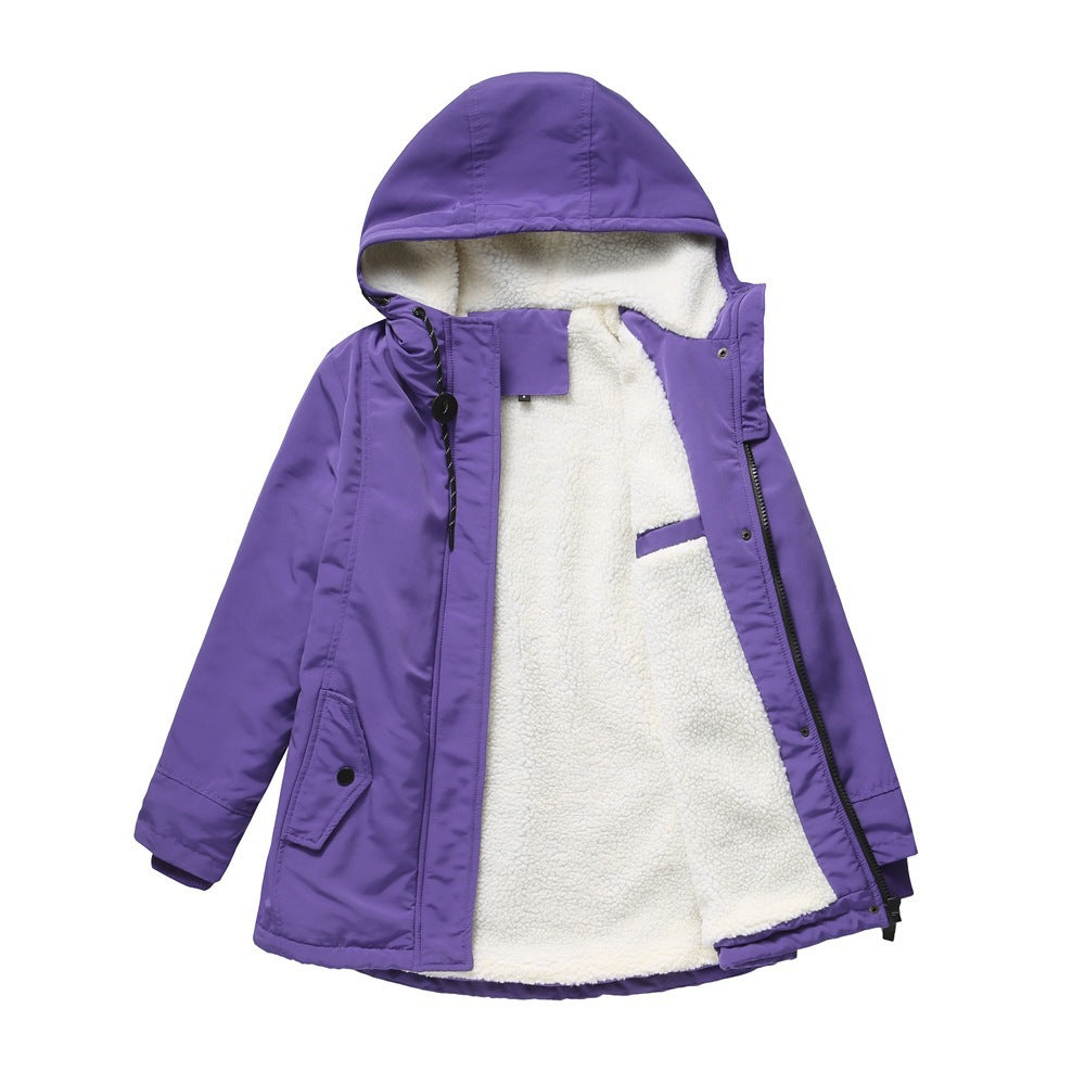 Hooded parka in violet