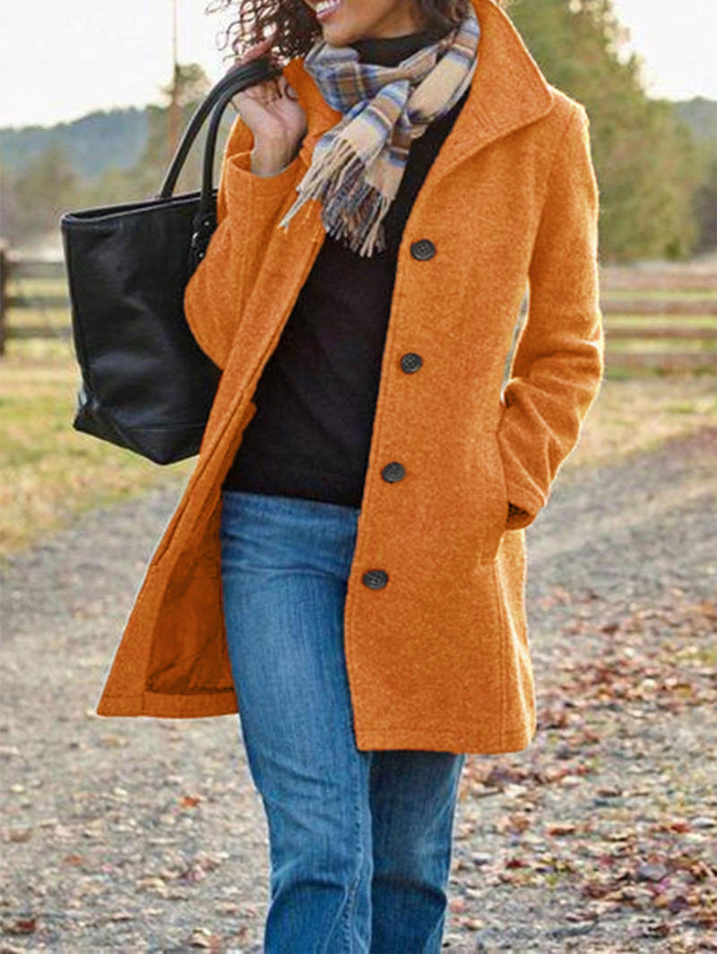 Cappotto Donna Monopetto con Colletto Alto