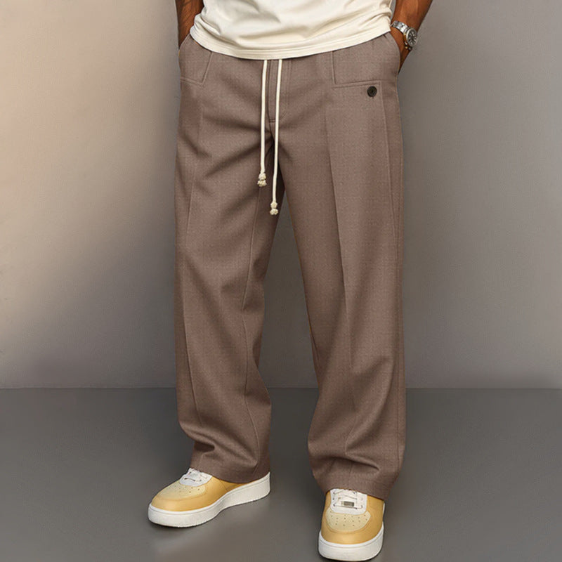 Pantaloni Larghi Uomo con Coulisse Marrone