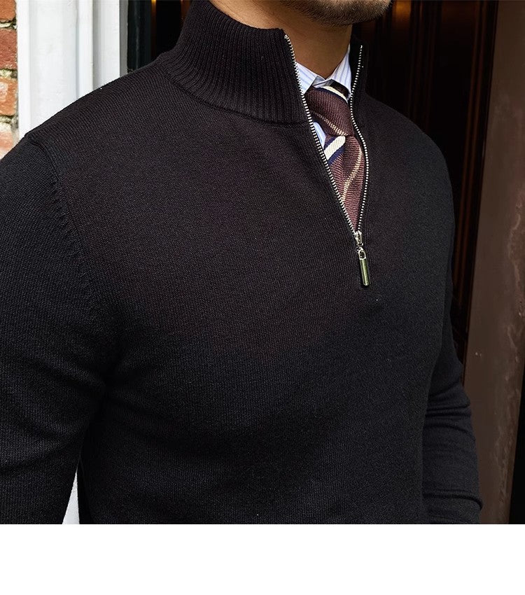 Maglione Uomo Mezza Zip in Maglia Fine